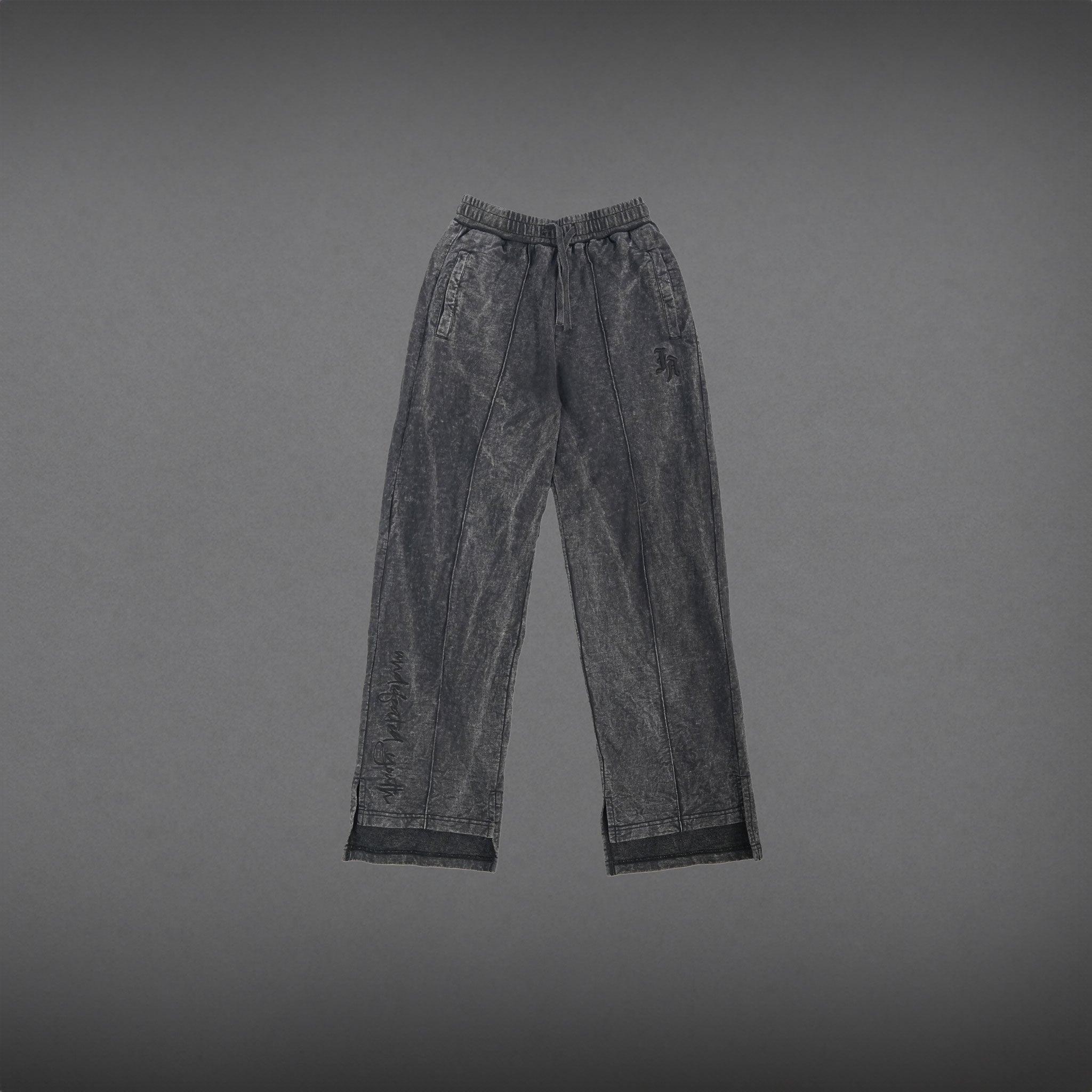 WASHED SPLIT HEM PANTS - GREY WASHED-Invicoros