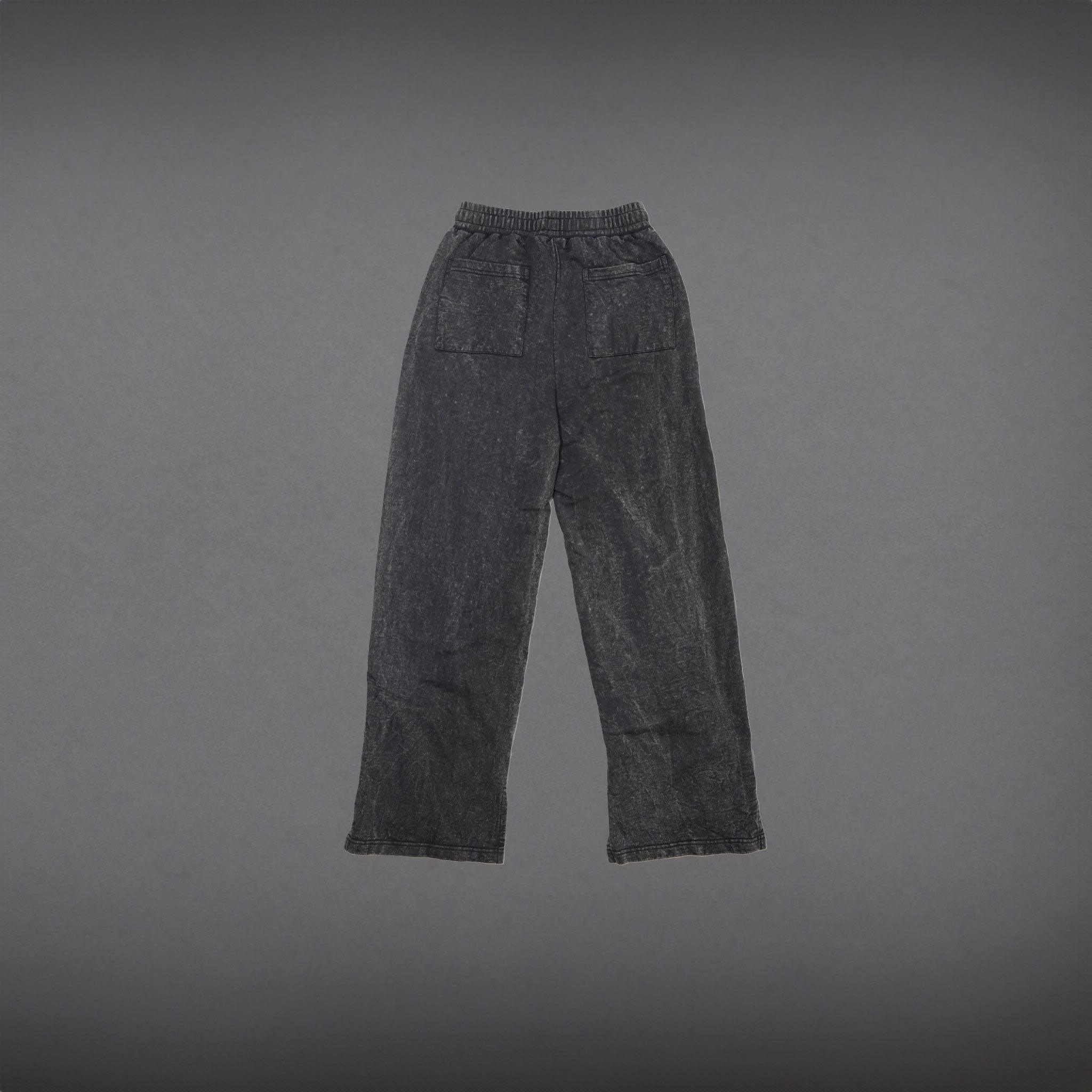 WASHED SPLIT HEM PANTS - GREY WASHED-Invicoros