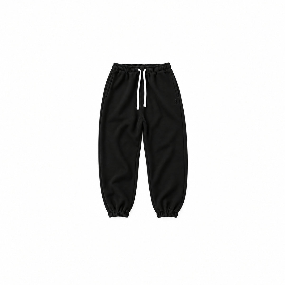 Men’s black heavyweight cuffed joggers front view