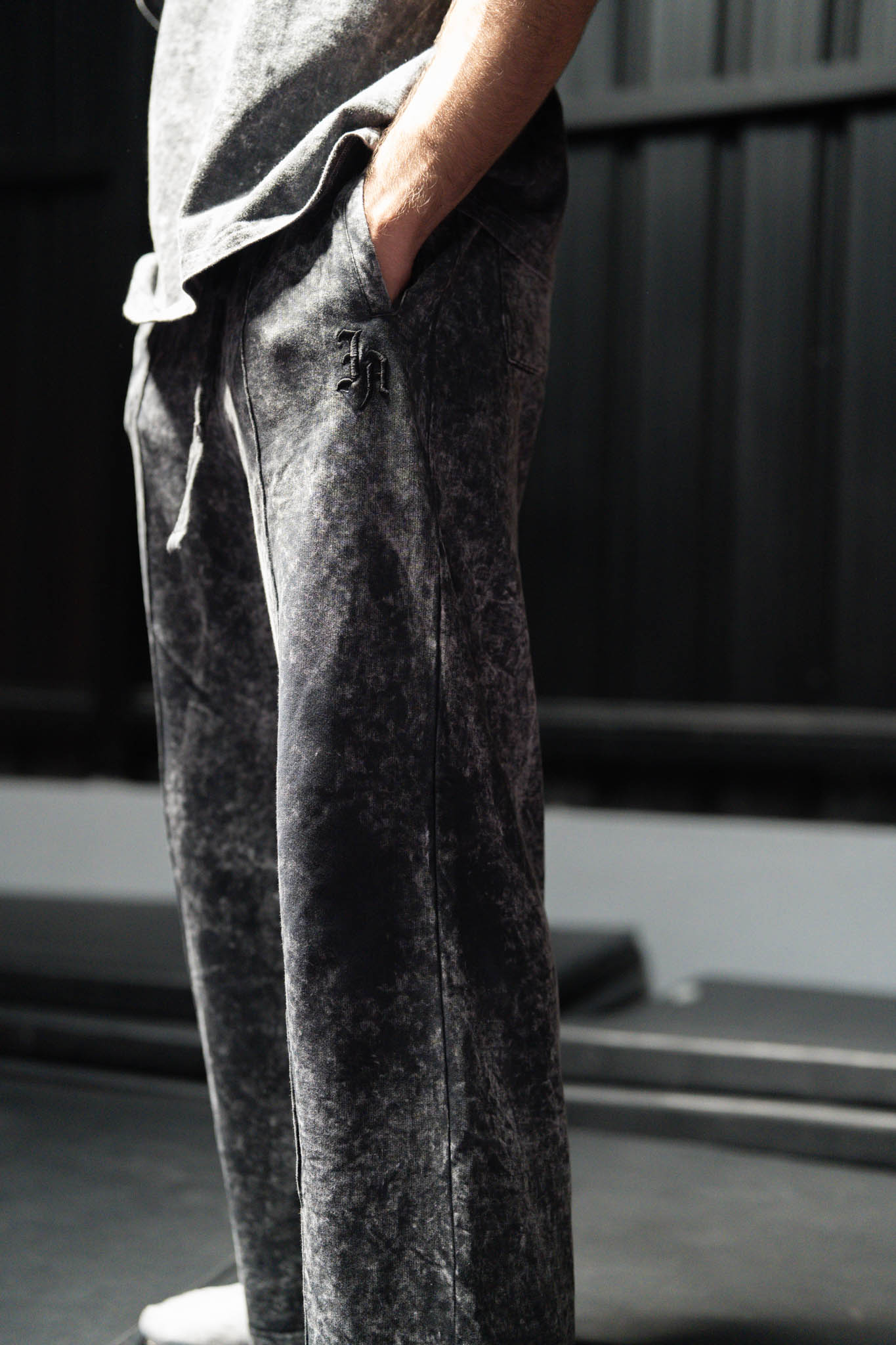 WASHED SPLIT HEM PANTS - GREY WASHED-Invicoros