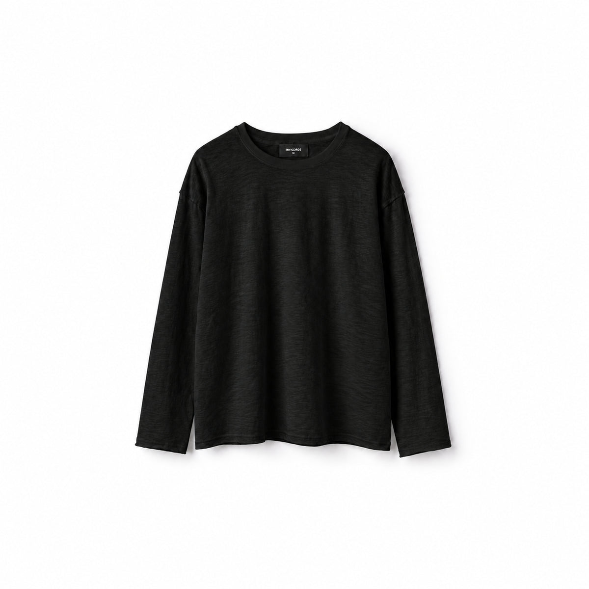 mens-black-cotton-slub-long-sleeve-t-shirt